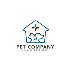 Cat and Dog Veterinary Clinic outline logo template. icon symbol vector logo. It's good for pet shop, clinic, care, or other pet activity.