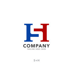 Letter H logo icon design in combination with Blue and red colour vector logo template