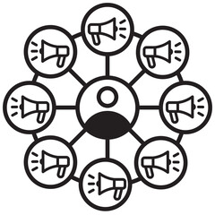 multichannel marketing vector icon. network symbol.