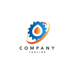 The engine oil industry, icon, the symbol with gears cogs. Vector Illustration logo template.