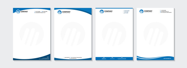 Corporate modern letterhead design bundle template with blue color. creative modern letterhead design template for your project. 