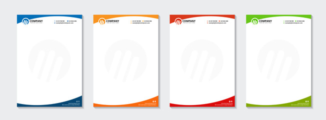 Corporate modern letterhead design bundle template with various color options. creative modern letterhead design template for your project. 