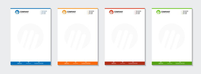 Corporate modern letterhead design bundle template with various color option. creative modern letterhead design template for your project. 