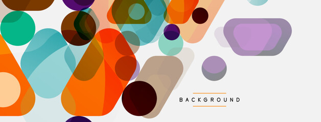 Fototapeta premium Color bubbles and rounded geometric shapes on white. Vector geometric minimal abstract background for wallpaper, banner, background, landing page