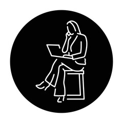 Businesswoman work color line icon. Female entrepreneur.