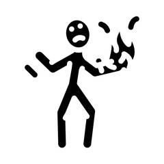 fired up man accident glyph icon vector. fired up man accident sign. isolated symbol illustration