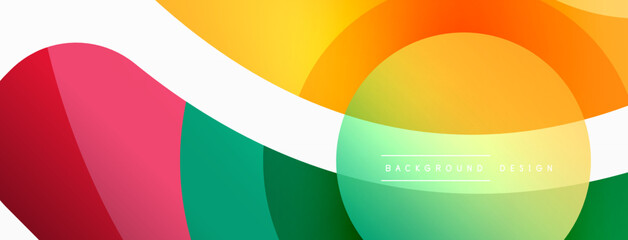 Obraz premium Creative geometric wallpaper. Minimal abstract background. Circle wave and round shapes composition vector illustration for wallpaper banner background or landing page