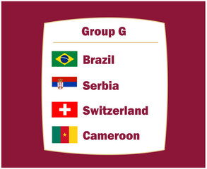 Switzerland Brazil Serbia And Cameroon Emblem Flag Countries Group G Symbol Design football Final Vector Football Teams Illustration