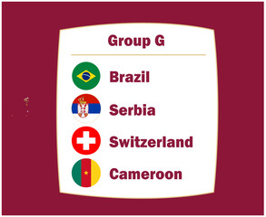 Switzerland Brazil Serbia And Cameroon Flag Emblem Countries Group G Symbol Design football Final Vector Football Teams Illustration