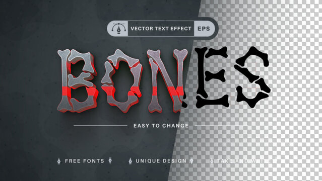Red Bones - Editable Text Effect, Font Style
