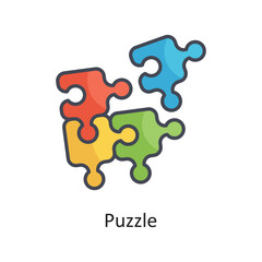 Puzzle Filled Outline Vector Icon Design illustration on White background. EPS 10 File