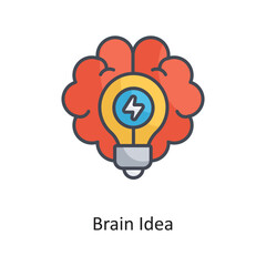 Brain Idea Filled Outline Vector Icon Design illustration on White background. EPS 10 File