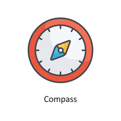 Compass Filled Outline Vector Icon Design illustration on White background. EPS 10 File