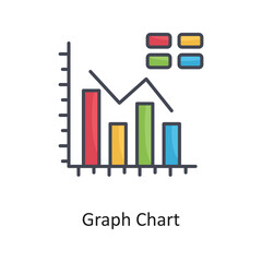 Graph Chart Filled Outline Vector Icon Design illustration on White background. EPS 10 File