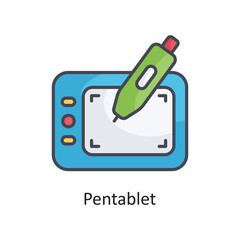 Pen tablet Filled Outline Vector Icon Design illustration on White background. EPS 10 File