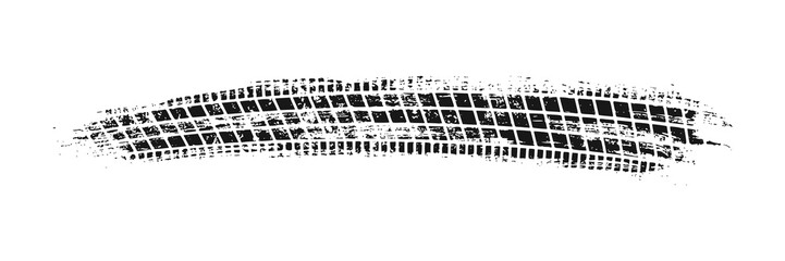 Fototapeta premium Auto tire tread grunge element. Car and motorcycle tire pattern, wheel tyre tread track. Black tyre print. Vector illustration isolated on white background.