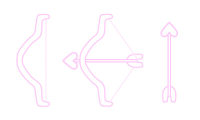 Pink glowing heart bow and arrow