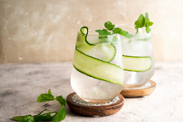 Sassy, detox water with cucumber and mint. Healthy infused water