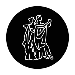 Couple dancing ballroom dance waltz color line icon. Pictogram for web page