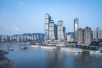Fototapeta na wymiar Architectural scenery of Chaotianmen Wharf in Chongqing, China