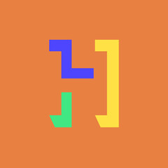 Obraz premium Colorful letter H modular typeface, with sharp, bold, masculine, but playful style. Perfect for personal brand logo, abbreviation, title, etc.