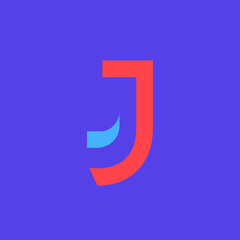 Colorful letter J modular typeface, with sharp, bold, masculine, but playful style. Perfect for personal brand logo, abbreviation, title, etc.
