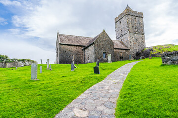 Fototapeta na wymiar St Clement's Church (also known as Eaglais Roghadail or Rodal Church) in Rodel, Isle of Harris, Scotland