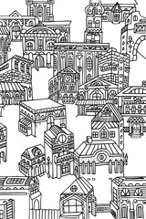 Obraz premium 19th century city coloring page