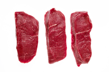 Overhead view of raw boneless strip steak