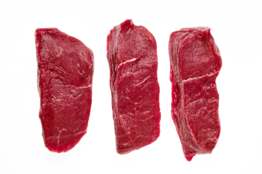 Overhead view of raw boneless strip steak