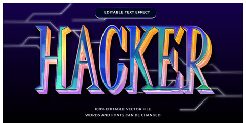 hacker text effect tech modern style with blue gradient color editable font