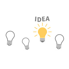 Abstract flat design light bulb idea icon Isolated on white background