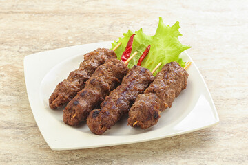 Beef kebab skewer minced meat