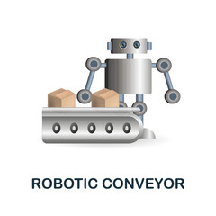 Robotic Conveyor icon. 3d illustration from artificial intelligence collection. Creative Robotic Conveyor 3d icon for web design, templates, infographics and more