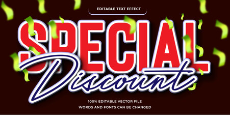 Special Discount text effect Promotion modern style with red blue editable font