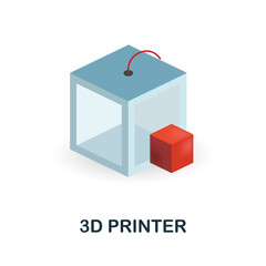 3D Printer icon. 3d illustration from artificial intelligence collection. Creative 3D Printer 3d icon for web design, templates, infographics and more
