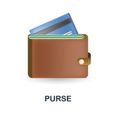 Purse icon. 3d illustration from banking collection. Creative Purse 3d icon for web design, templates, infographics and more