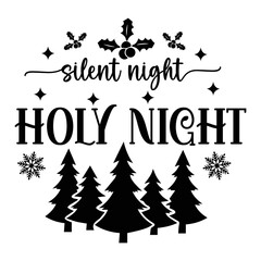 Silent night holy night Round Sign Svg