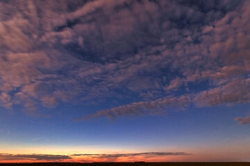Fototapeta na wymiar Evening starry sky, morning, before dawn. Bright natural background.
