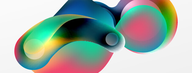 Fluid abstract background. Liquid color gradients composition. Round shapes and circle flowing design for wallpaper, banner, background or landing