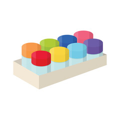 Obraz premium Acrylic paint in a bottle. Color, coloring container for drawing. Flat vector illustration isolated on a white background