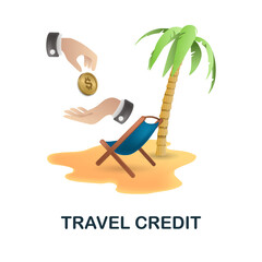 Travel Credit icon. 3d illustration from banking collection. Creative Travel Credit 3d icon for web design, templates, infographics and more