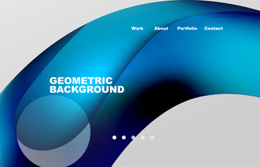 Landing page abstract liquid background. Flowing shapes, round design and circle. Web page for website or mobile app wallpaper