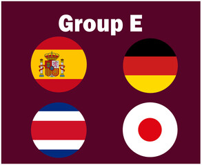 Germany Spain Japan And Costa Rica Flag Emblem Group E Symbol Design football Final Vector Countries Football Teams Illustration