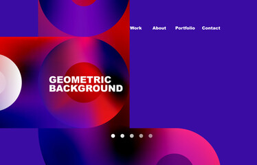 Fototapeta premium Website landing page abstract geometric background. Circles and round shapes. Web page for website or mobile app wallpaper