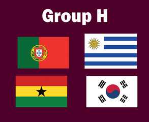 Portugal South Korea Uruguay And Ghana Emblem Flag Group H Symbol Design football Final Vector Countries Football Teams Illustration
