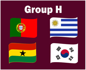 Portugal South Korea Uruguay And Ghana Flag Ribbon Group H Symbol Design football Final Vector Countries Football Teams Illustration