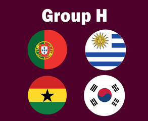 Portugal South Korea Uruguay And Ghana Flag Emblem Group H Symbol Design football Final Vector Countries Football Teams Illustration