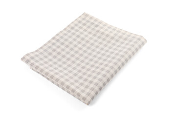 One grey plaid napkin isolated on white