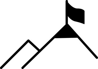 Isolated icon of a mountain top with flag. Concept of leadership, success and excellence.
